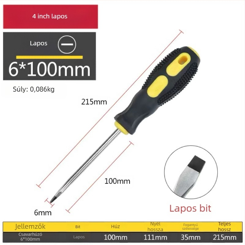 Keresztfejű mágneses és szigetelt csavarhúzó Cr-V krom-vanádium acélból, PP+ABS markolattal