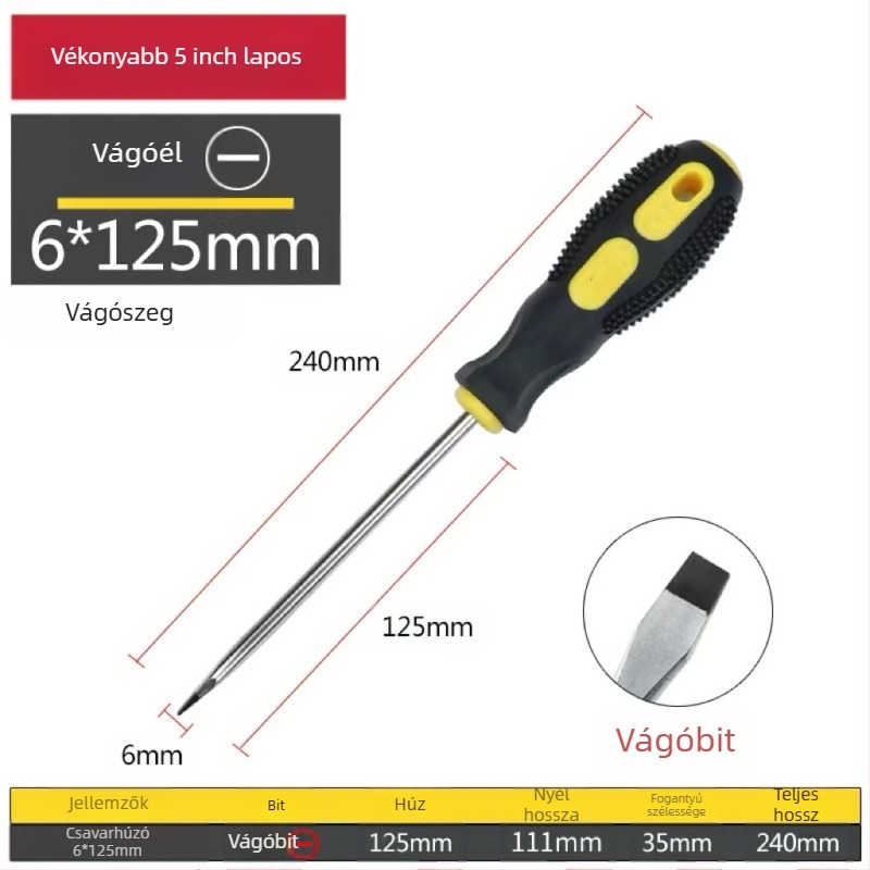 Keresztfejű mágneses és szigetelt csavarhúzó Cr-V krom-vanádium acélból, PP+ABS markolattal