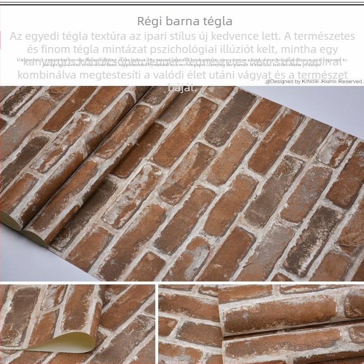 3D-relief téglás tapéta PVC anyagból, dekoratív téglaminta, új kínai stílus