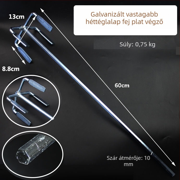 Kalapfúró keverőfej négyszögletes végű, dupla lapátos festékkeverő, fém kivitel