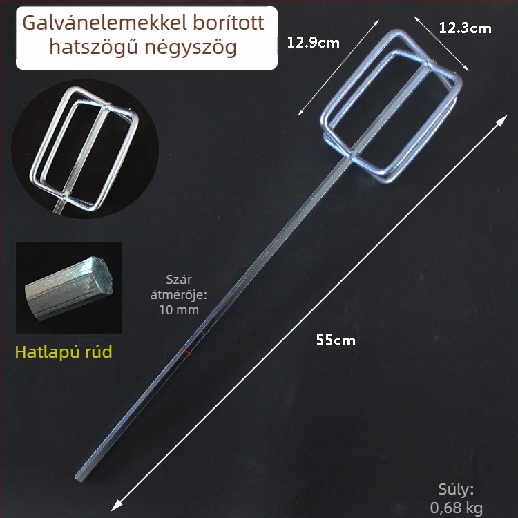 Kalapfúró keverőfej négyszögletes végű, dupla lapátos festékkeverő, fém kivitel