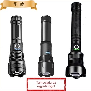 Zseblámpa teleszkópos zoommal, alumínium ötvözet test, USB-ról tölthető, 10W LED, 200–500 m hatótáv kültéri használatra