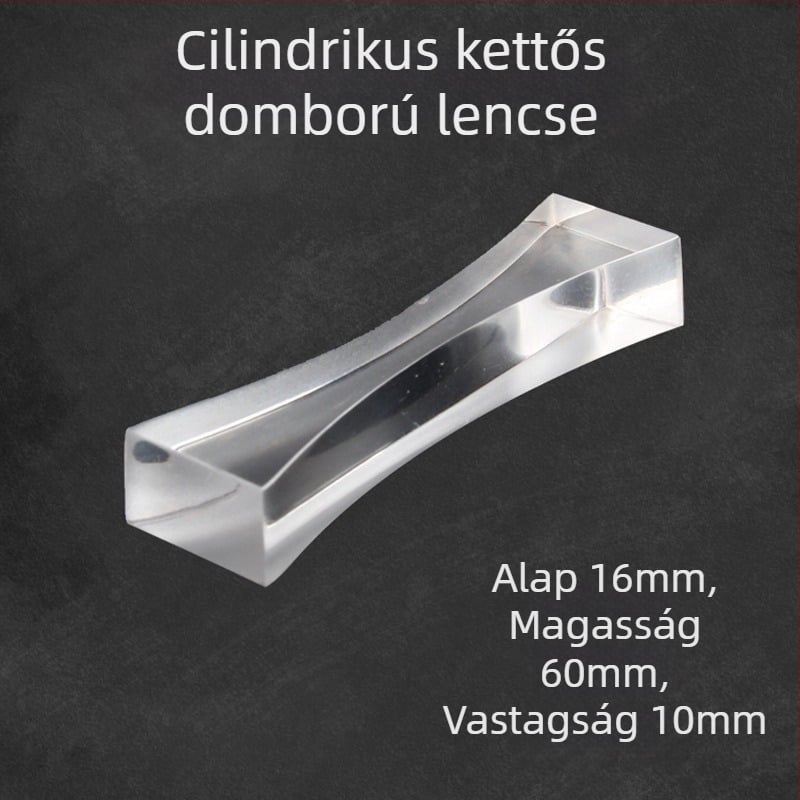 Liuxin optikai oktatókészlet, cilindrikus, félköríves, háromszög és téglalap alakú lencsékkel, akrilból, középiskolai fizika kísérletekhez