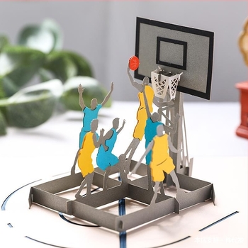 Kosárlabda témájú 3D pop-up képeslap születésnapra — kézzel készített, egyszerű és modern stílusban, barátoknak és tanároknak
