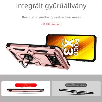 POCO X3 telefonvédő – Két az egyben, Eredeti kialakítás; Anyag: TPU+PC; Folyamat: Injektiós formázás; Funkciók: Állvány/Tartó, Mágneses vonzás, Esés elleni védelem; Kompatibilis a POCO X3