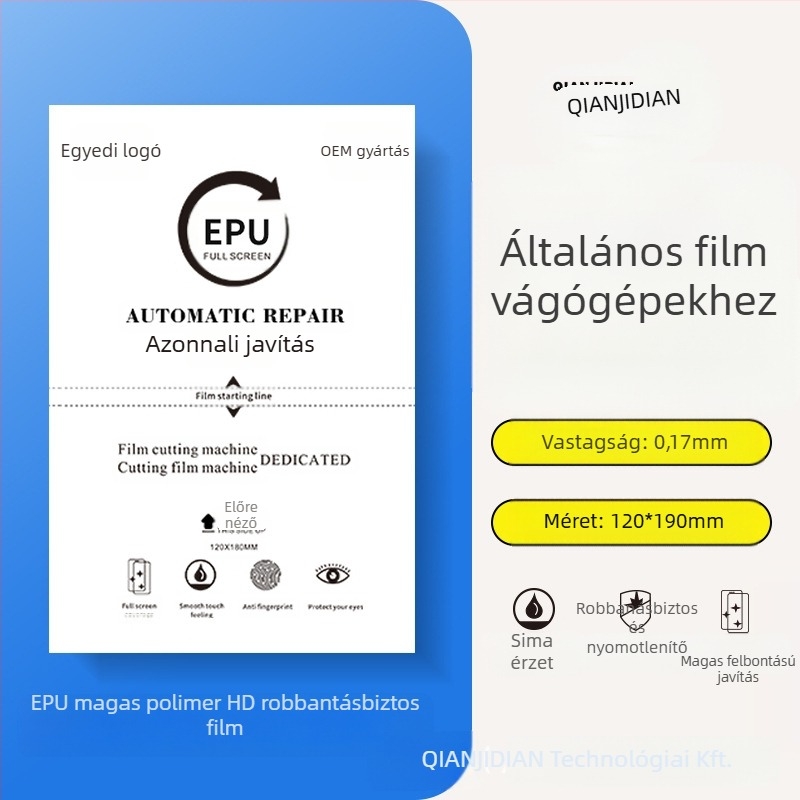 Telefonképernyő védő PET anyagból, elülső fólia, HD tisztaság