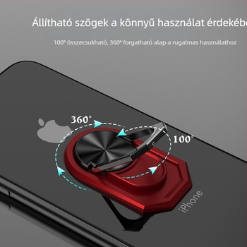 Univerzális autótelefon-tartó gyűrűs állvánnyal, fém, karcolásálló, raktáron