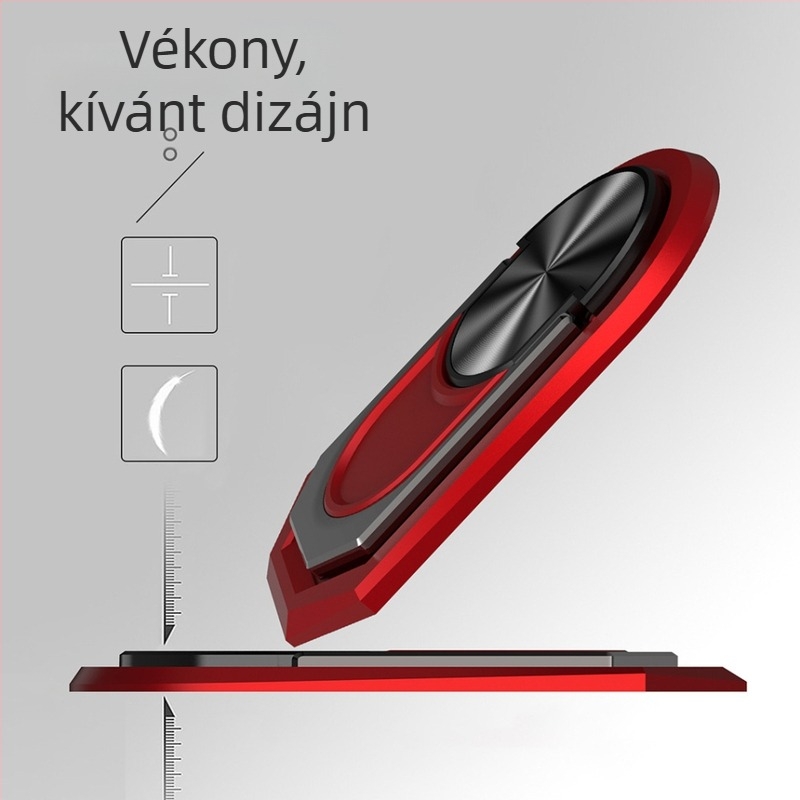 Univerzális autótelefon-tartó gyűrűs állvánnyal, fém, karcolásálló, raktáron