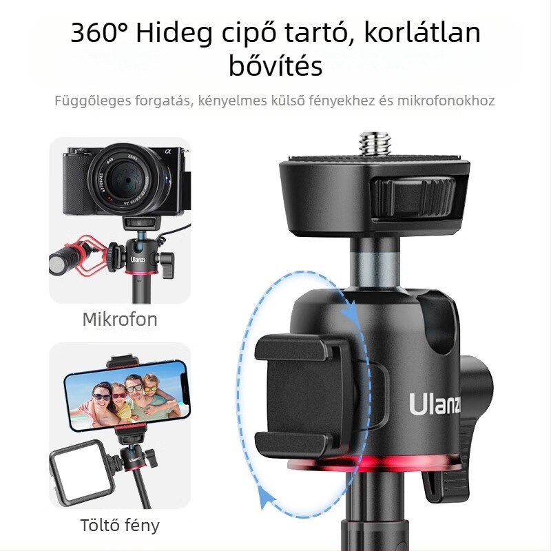 MT Series állvány mobiltelefonhoz és kamerához, univerzális kompatibilitás