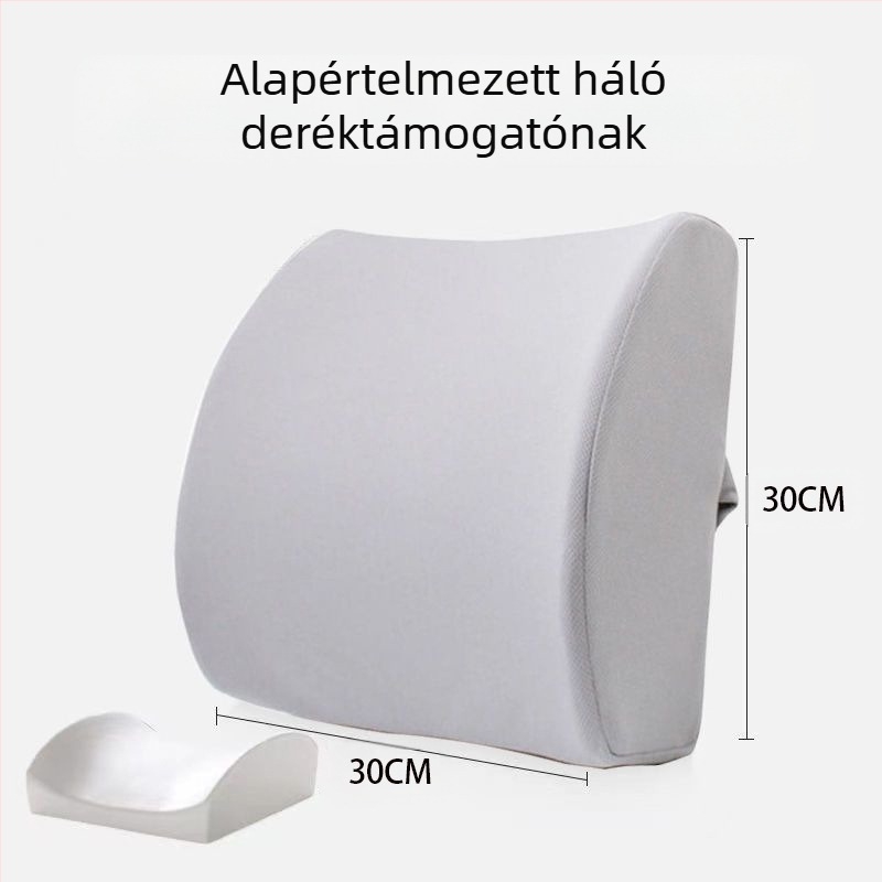 Lumbális támasz párna - memóriahab töltés, poliészter huzat, légáteresztő háló, irodai és autó használatra, egyszerű modern stílus