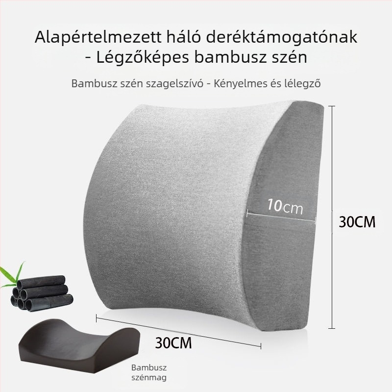 Lumbális támasz párna - memóriahab töltés, poliészter huzat, légáteresztő háló, irodai és autó használatra, egyszerű modern stílus