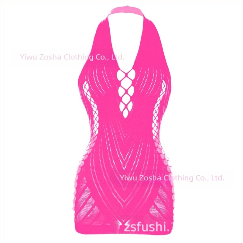 Szexi fehérnemű nyakban rögzített, jacquard szövésű, vonzó vállkivágásokkal, testhez simuló ruha, női hálóruha hátsó részlettel W239