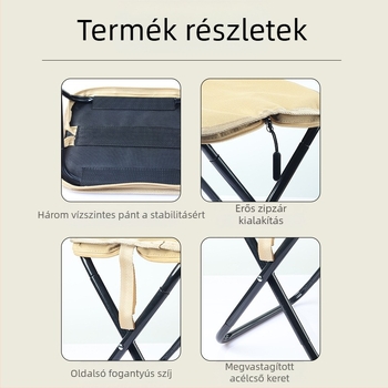 Összecsukható szék - szénacél, 28×23×26 cm méretek, Foreign man márka, hordozható kempingezéshez és horgászathoz.