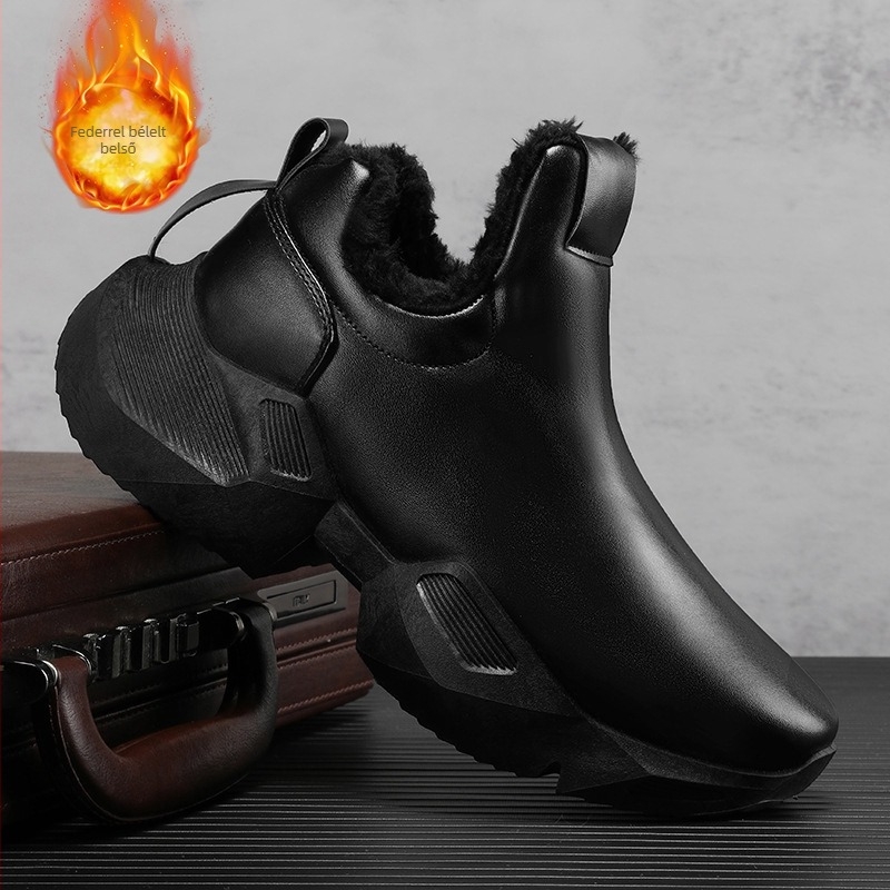 Férfi slip-on mokaszni mikrofiber bőrből, hegyes orrú, téli viselet, kopásálló