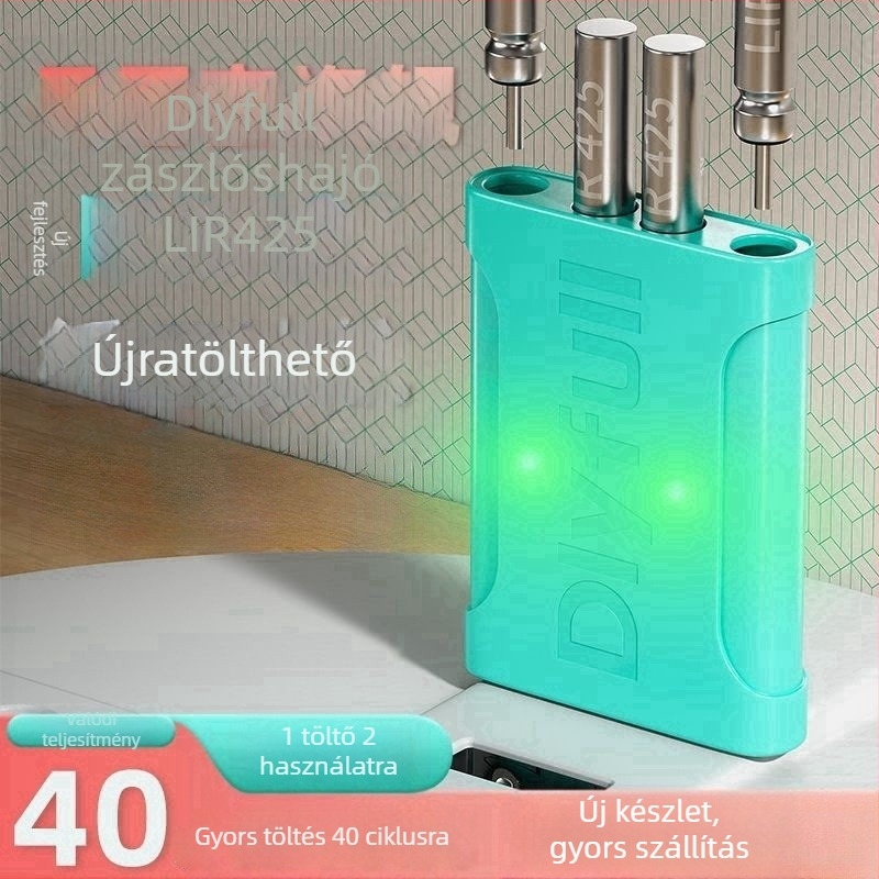 Danny Fu LIR425 Újratölthető Akkumulátor és Töltő Készlet Éjszakai Horgászathoz Világító Elektronikus Úszóval