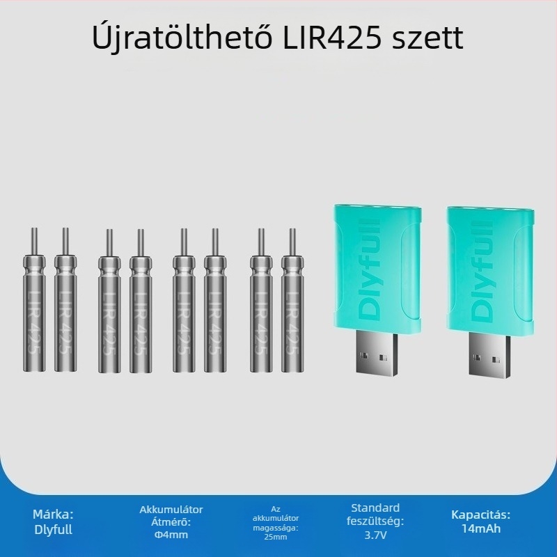 Danny Fu LIR425 Újratölthető Akkumulátor és Töltő Készlet Éjszakai Horgászathoz Világító Elektronikus Úszóval