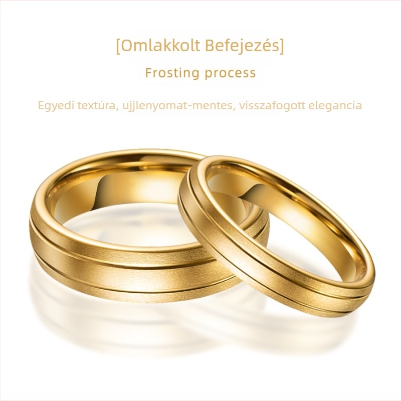Wolframacél gyűrű, matt felület, geometriai uniszex, Koreai verzió, páros gyűrűk