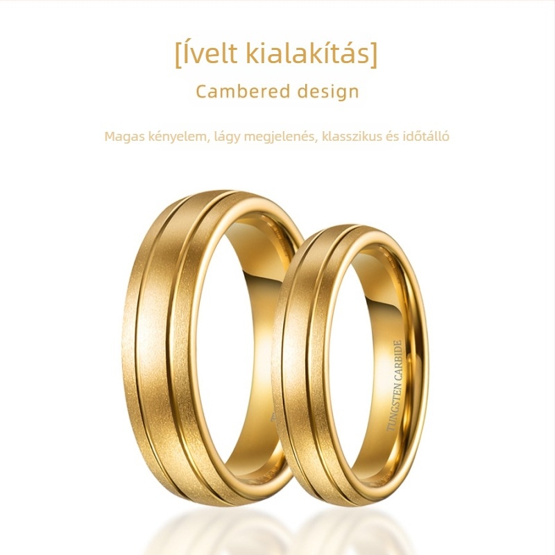 Wolframacél gyűrű, matt felület, geometriai uniszex, Koreai verzió, páros gyűrűk