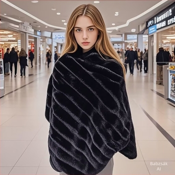 Plüss sál warp-knit technikával, egyszínű mintázat, meleg női őszi-téli viselet