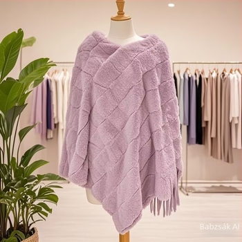 Plüss sál warp-knit technikával, egyszínű mintázat, meleg női őszi-téli viselet
