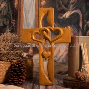 Holy Carpenter bükkfa szív alakú kereszt medál