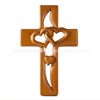 Holy Carpenter bükkfa szív alakú kereszt medál