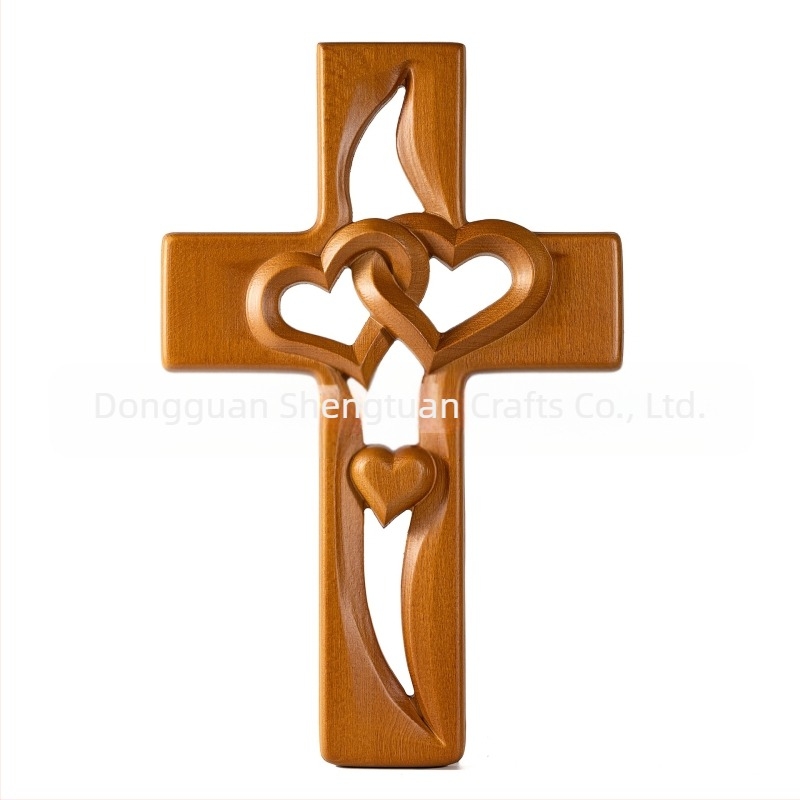 Holy Carpenter bükkfa szív alakú kereszt medál