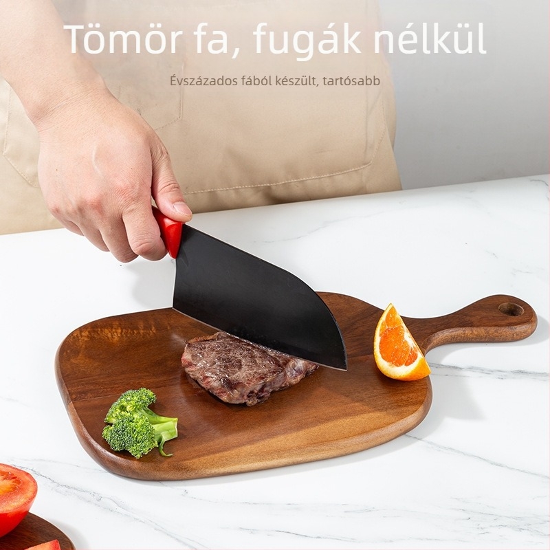 Akáciafa nyelű vágódeszka – antik stílusú, többfunkciós konyhai vágódeszka pizza, steak, gyümölcs és kenyér számára