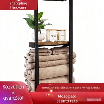 Fali törölközőtartó, két szint, vasból és 304 rozsdamentes acélból, modern minimalista stílus, 50 kg teherbírás