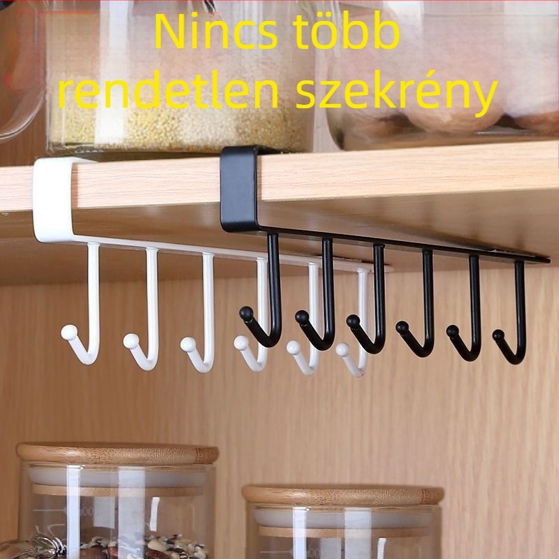 Beépítés nélküli konyhai akasztó szekrény alatt – ideális edényekhez, törölközőkhöz és bögrékhez