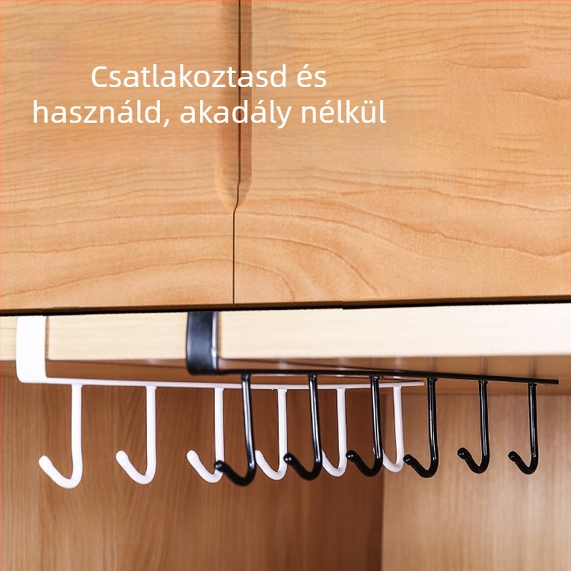 Beépítés nélküli konyhai akasztó szekrény alatt – ideális edényekhez, törölközőkhöz és bögrékhez