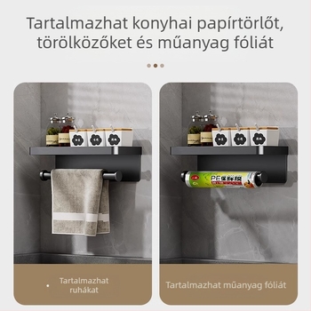 Fali konyhai papírtartó furat nélküli, Space alumíniumból, anodizált felülettel, otthoni használatra