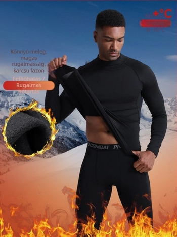 Férfi téli sportos ruházati szett belső fleece-vel – meleg alapréteg, gyorsan száradó anyag, poliészter/vinilon 91–95%, bélés len 91–95%