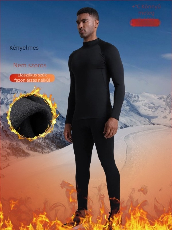 Férfi téli sportos ruházati szett belső fleece-vel – meleg alapréteg, gyorsan száradó anyag, poliészter/vinilon 91–95%, bélés len 91–95%