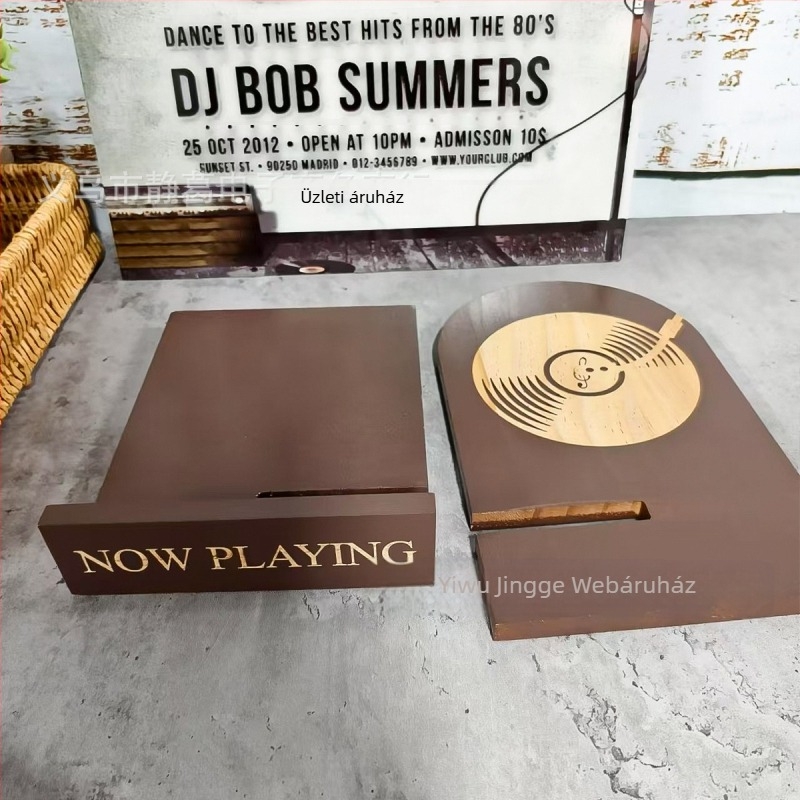 Vinyl lemez tároló állvány, fenyőfa, LP szervező, modern farmház stílus