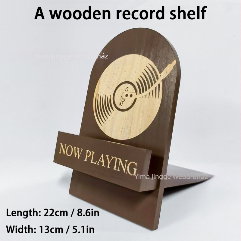 Vinyl lemez tároló állvány, fenyőfa, LP szervező, modern farmház stílus