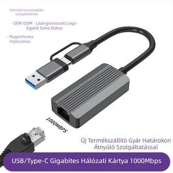 USB-C/USB 3.0 RJ-45 Gigabit Ethernet adapter – illesztőprogram nélkül, 10/100/1000 Mbps