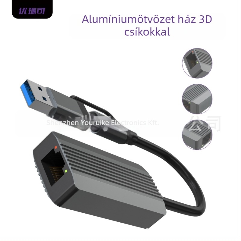 USB-C/USB 3.0 RJ-45 Gigabit Ethernet adapter – illesztőprogram nélkül, 10/100/1000 Mbps