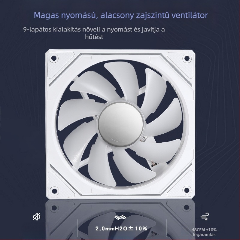 CPU hűtőventilátor, 4-pin PWM, hidraulikus csapágy, csendes, 600–1800 RPM, 12025