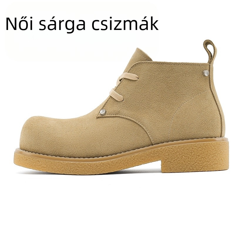 Uniszex Martin csizmák, középmagas szár, gumírozott talp, magasság növelés, előről fűzős