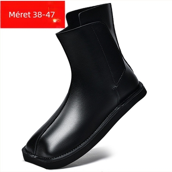 Téli férfi Chelsea bakancs, PU felsőrész, kerek orr, csúszásmentes talp, cementált talp, Martin-stílus, pull-on dizájn, méret 47