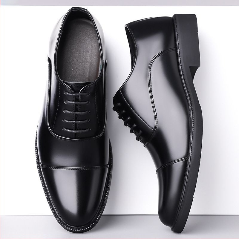 Férfi bőrből készült Oxford cipő – formális slip-on, kerek orr, PU felsőrész, gumitalp, nyúl szőrme bélés