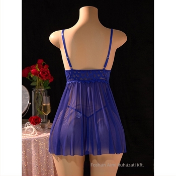 Spagetti vállú ujjatlan slip dress hálóing szett, átlátszó design, poliészter 90–95%, ultra vékony anyag 81–100 g/m²