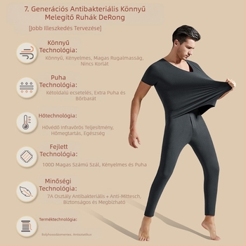 Férfi termosz T- póló V-nyakkal, varrás nélküli, kétoldalas velúr belsővel, bélelt, rövid ujjú