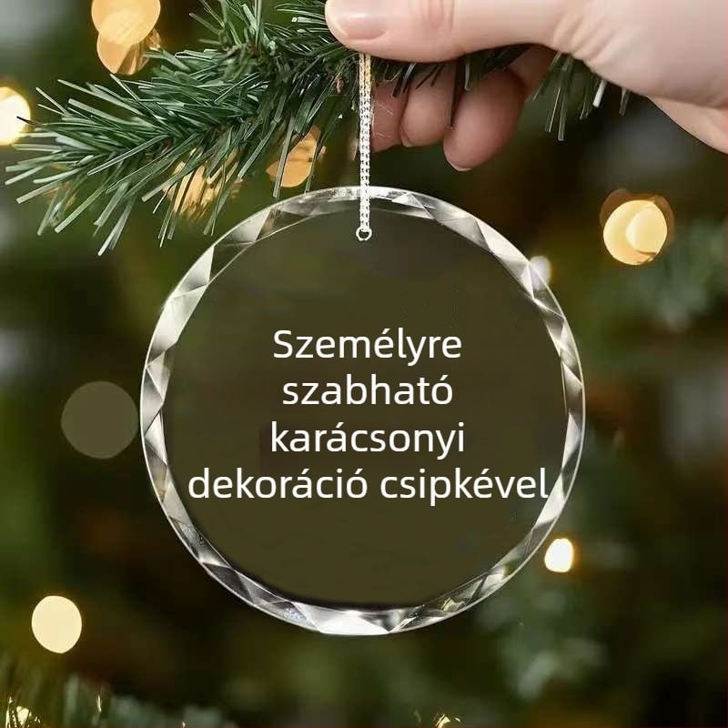 Kristályüvegből készült karácsonyfa fotóakasztó dísz — modern minimalista stílus, geometriai forma, Inate Crystal