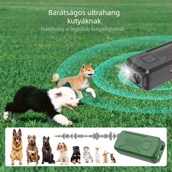Kézi ultrahangos ugatáscsökkentő készülék kutyáknak, modell K26, műanyag anyag