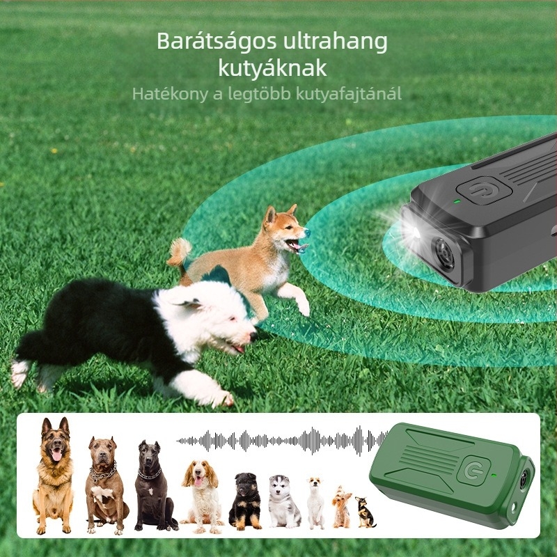 Kézi ultrahangos ugatáscsökkentő készülék kutyáknak, modell K26, műanyag anyag