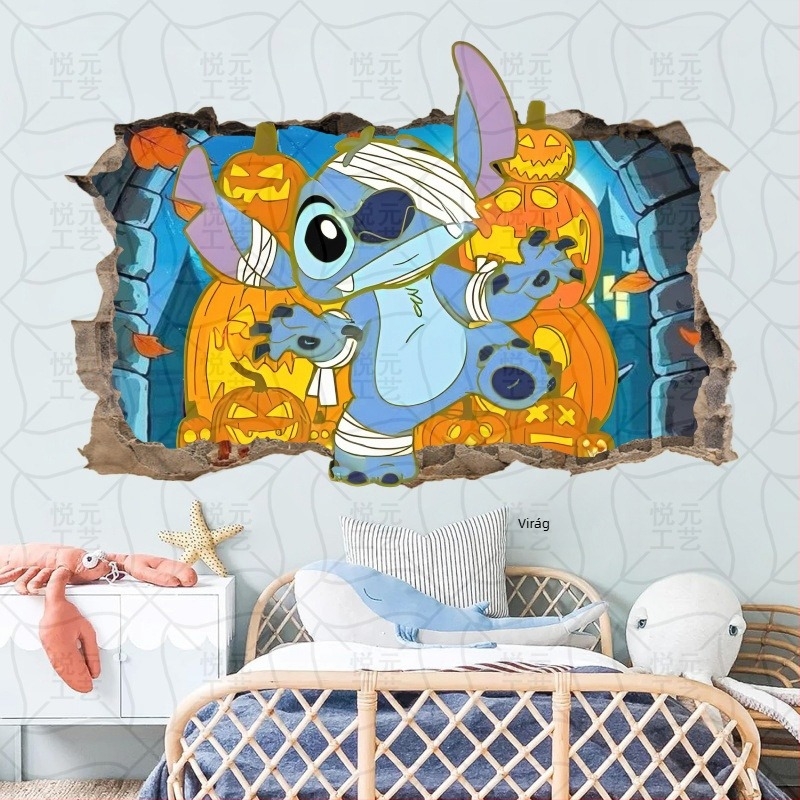 3D Stitch falmatrica gyerekszobába | PVC, 1 db, dekoratív falmatrica
