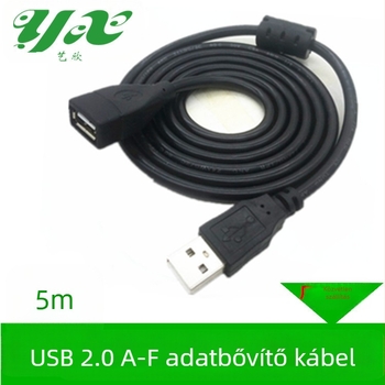 USB hosszabbító kábel, férfi–nő csatlakozás, USB 2.0, rézvezető, adatkábel