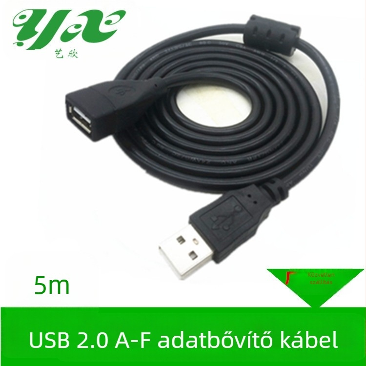 USB hosszabbító kábel, férfi–nő csatlakozás, USB 2.0, rézvezető, adatkábel